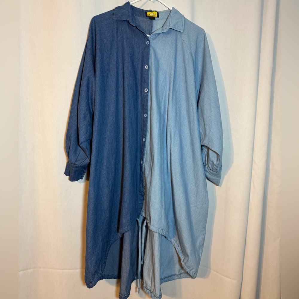 Love Highlight Two-Tone Denim Shirt